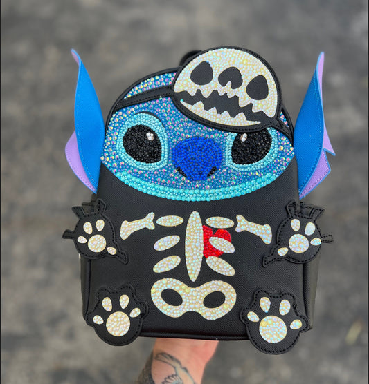 READY TO SHIP Bejeweled Her Universe Stitch Skeleton Mini Backpack